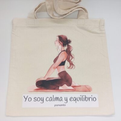 Bolso 3434 - Yo soy calma y equilibrio con letras fondo blanco