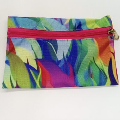 Cartuchera plana 2113 cierre fucsia - Hojas de colores