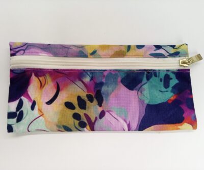 Cartuchera plana alargada - Flor p&uacute;rpura