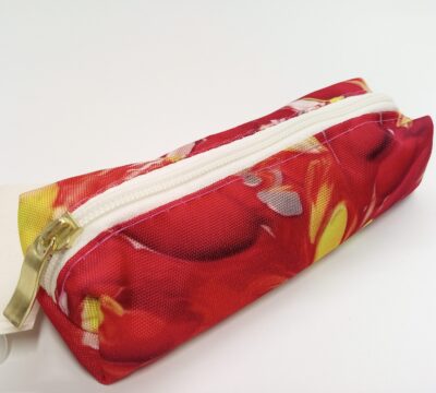 Cartuchera florecer cubo - Flores rojas con amarillo